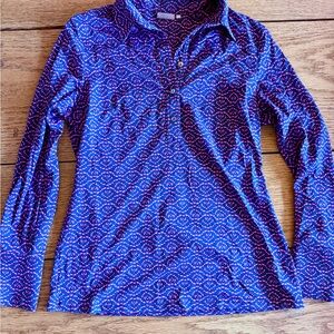 Elegant Blue Patterned Women's Blouse